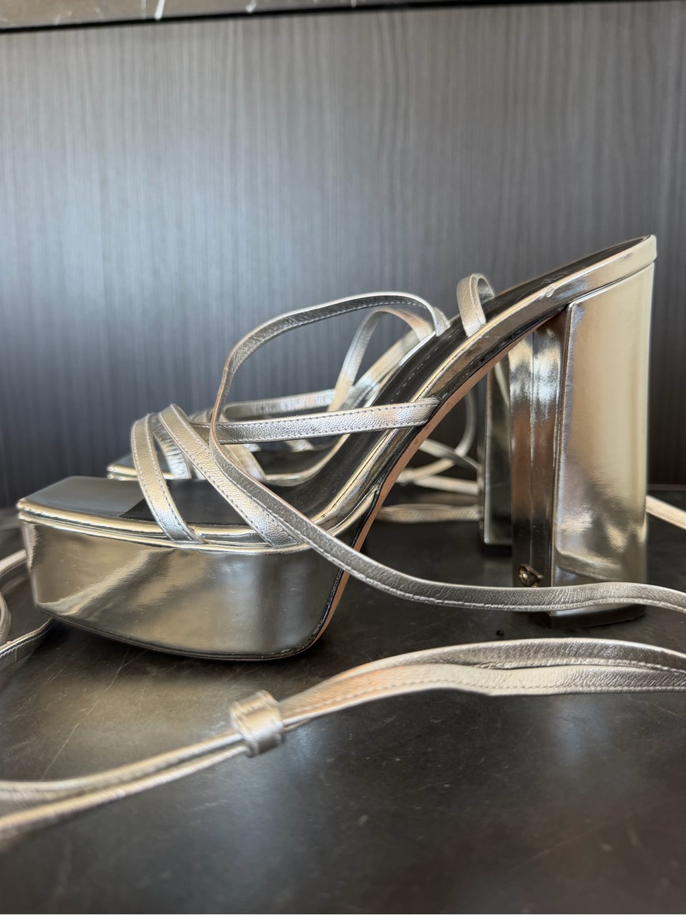 Giuseppe Zanotti Flavienne Mirrored-leather Platform Sandals In Silver - Picture 5 of 7